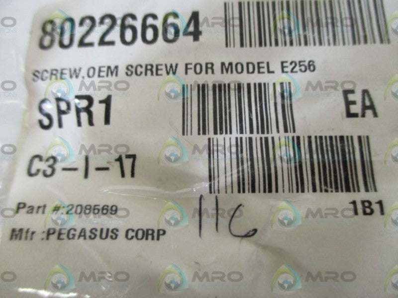 LOT OF 116 PEGASUSC CORP. 208569 SCERW FOR MODEL E256 *NEW IN A BAG*