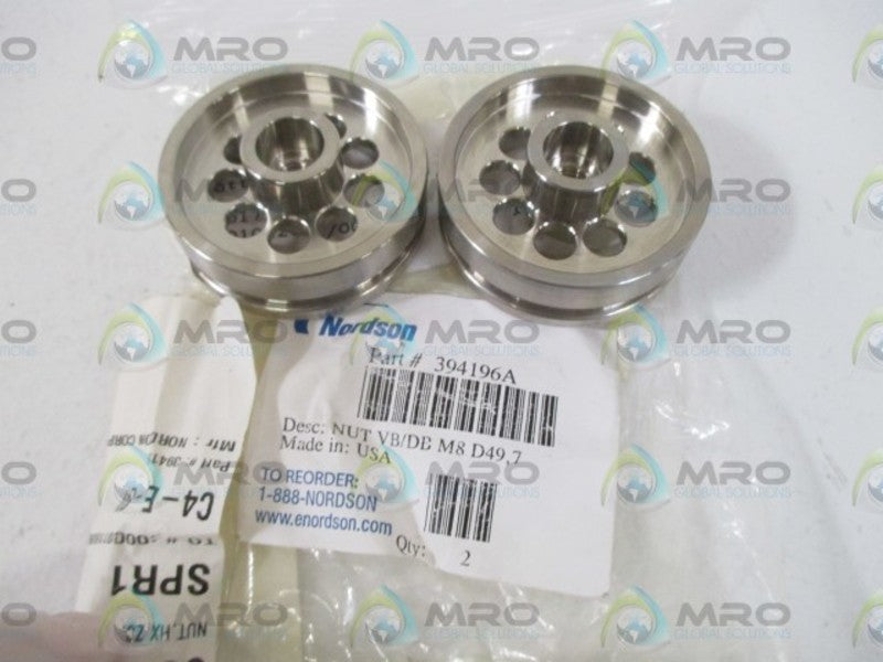 LOT OF 2 NORDSON 394196A NUT VB/DB M8 D49,7 *NEW IN A BAG*