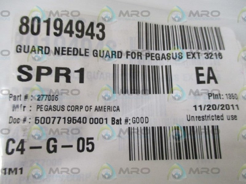 LOT OF 4 PEGASUS CORP. 277006 GUARD NEEDLE *NEW IN A BAG*