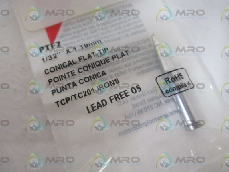 WELLER-COOPER PTF7 CONICAL FLAT TIP * NEW IN A FACTORY BAG *