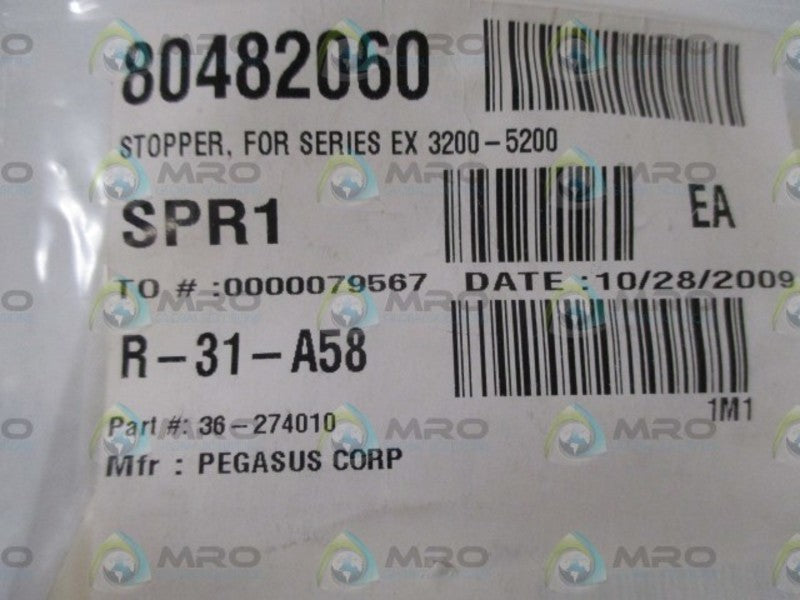 LOT OF 4 PEGASUS CORP. 36-274010 STOPPER *NEW IN A BAG*