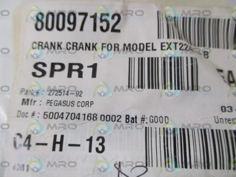 LOT OF 9 PEGASUS CORP. 272514-92 CRANK * NEW IN A BAG *