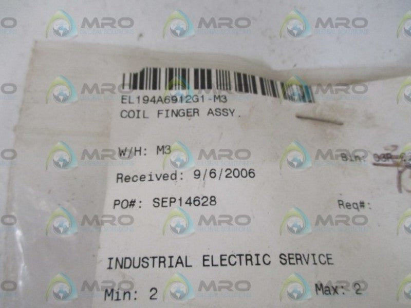 INDUSTRIAL ELECTRIC SERVICE EL194A6912G1-M3 COIL FINGER ASSY.* NEW IN A BAG *