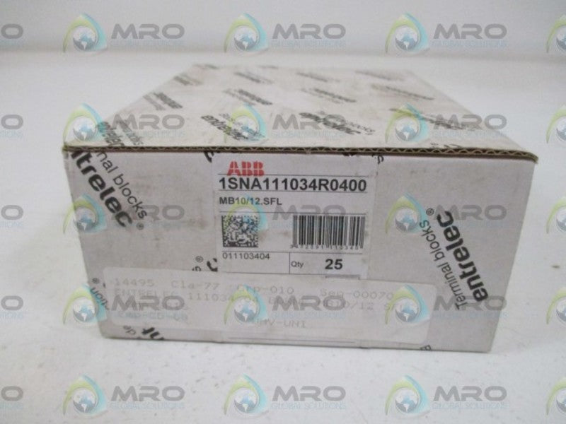 LOT OF 25 ENTRELEC MB10/12.SFL TERMINAL BLOCK *NEW IN BOX*