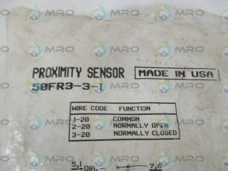 PEPPERL+FUCHS 50FR3-3-1 PROXIMITY SENSOR * NEW IN A FACTORY BAG *