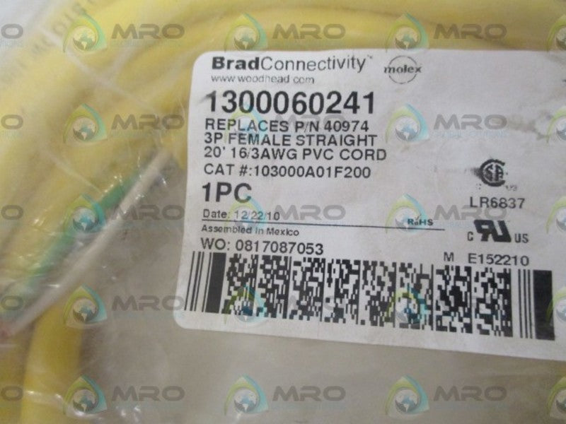 DANIEL WOODHEAD 40974 10300A01F200 CABLE * NEW IN FACTORY BAG *