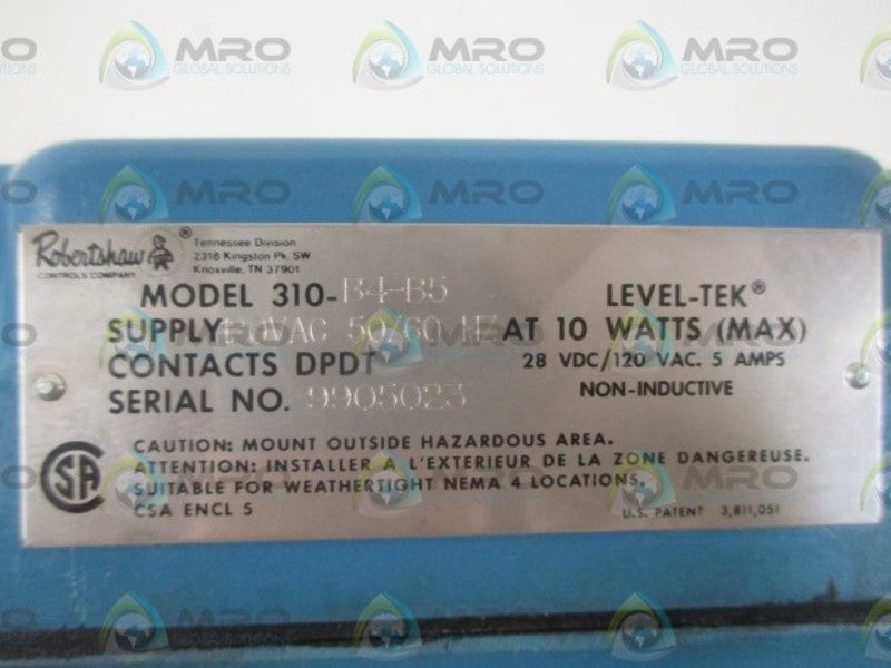 ROBERTSHAW 310-B4-B5 LEVEL-TEK * NEW  OUT OF A BOX *