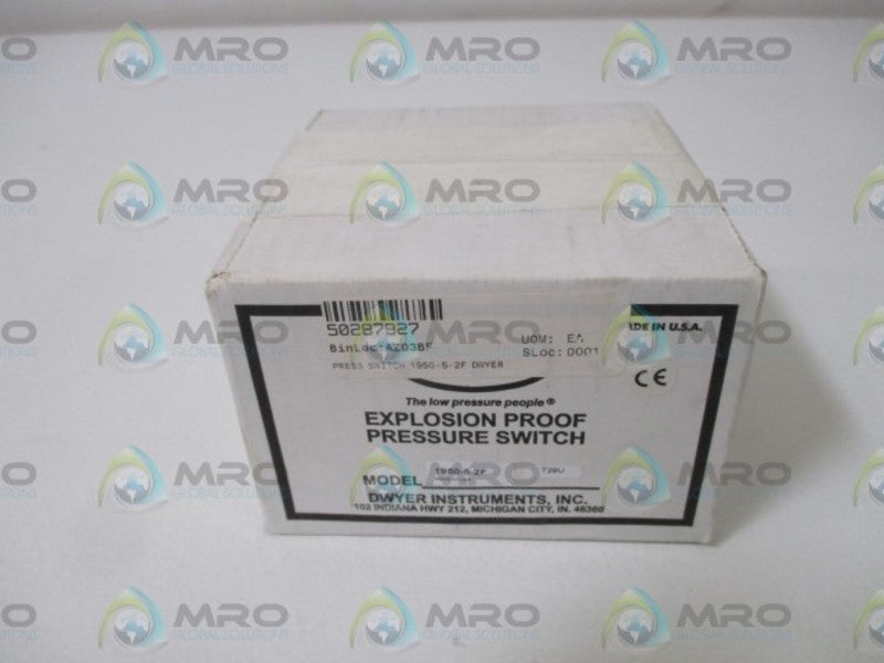 DWYER 1950-5-2F EXPLOSION PROOF PRESSURE SWITCH * FACTORY SEALED *