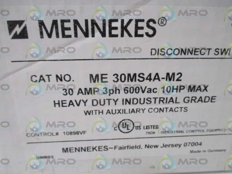 MENNEKES ME 30MS4A-M2 DISCONNECT SWITCH * FACTORY SEALED *