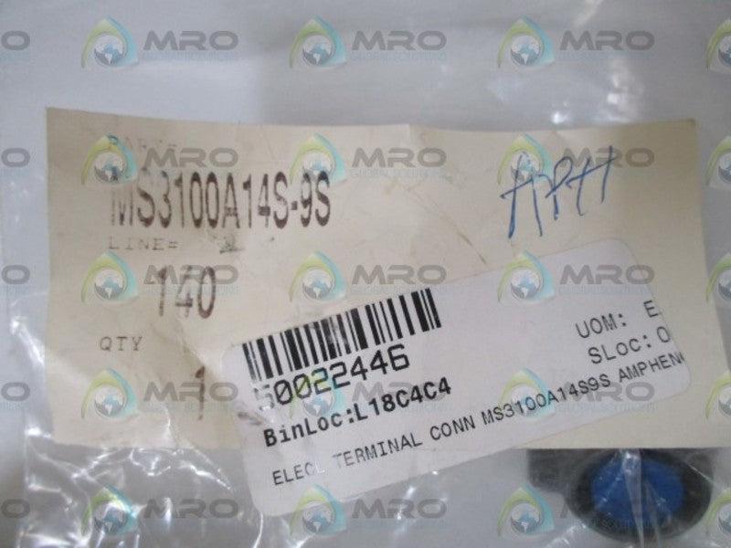 AMPHENOL MS3100A14S-9S CONNECTOR * NEW IN A FACTORY BAG *