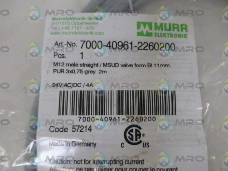 MURR ELEKTRONIK 7000-40961-2260200 CABLE * NEW IN A FACTORY BAG *