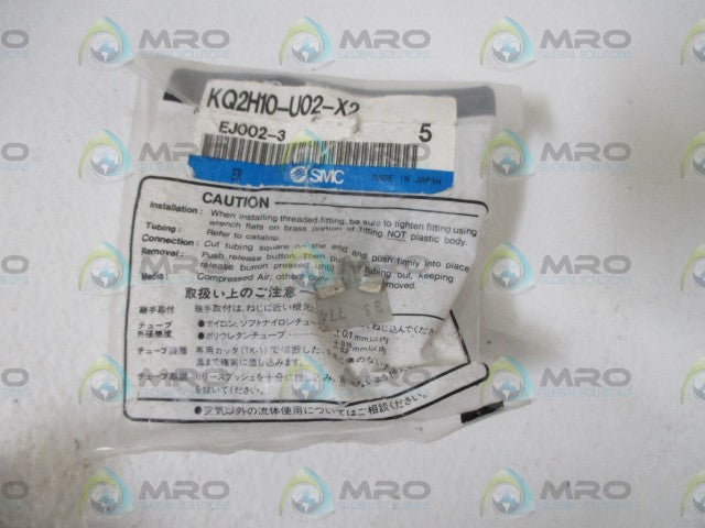 LOT OF 5 SMC KQ2H10-U02-X2 FITTING *NEW IN A FACTORY BAG*