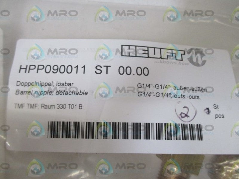 HEUFT HPP090011 ST 00.00 BARREL NIPPLE; DETACHABLE * NEW IN A BAG *