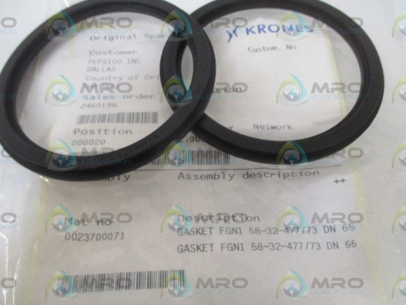 LOT OF 2 KRONES 0023700071 GASKET *NEW IN A BAG*