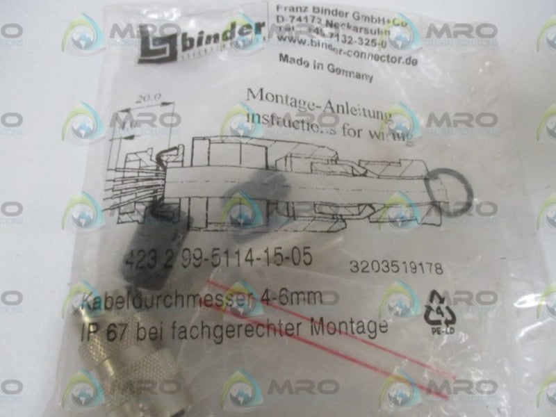 BINDER 423-2-99-5114-15-05 CONNECTOR * NEW IN A FACTORY BAG *