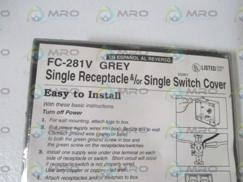 LOT OF 2 BWF  INC, FC-281V SINGLE RECEPT /SINGLE SWITCH COVER*ORIGINAL PACKAGED*