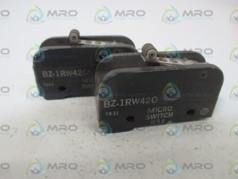 LOT OF 2 MICROSWITCH BZ-1RW420 LIMIT SWITCH *USED*