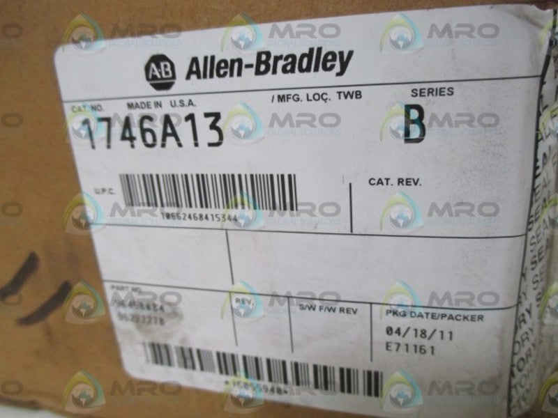 ALLEN BRADLEY SLC 500 1746-A13 SER. B 13-SLOT RACK DATE: 2011 * FACTORY SEALED *