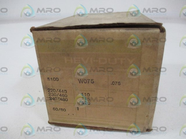 HEVI-DUTY W075 TRANSFORMER *NEW IN BOX*