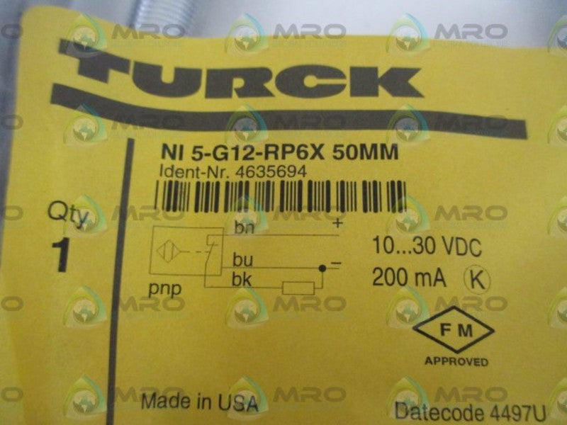 TURCK NI5-G12-RP6X 50MM PROXIMITY SWITCH * NEW IN A FACTORY BAG *