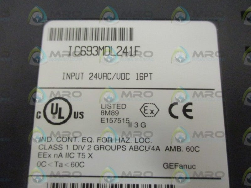 GE FANUC IC693MDL241F INPUT 24VAC/VDC 16PT * USED *