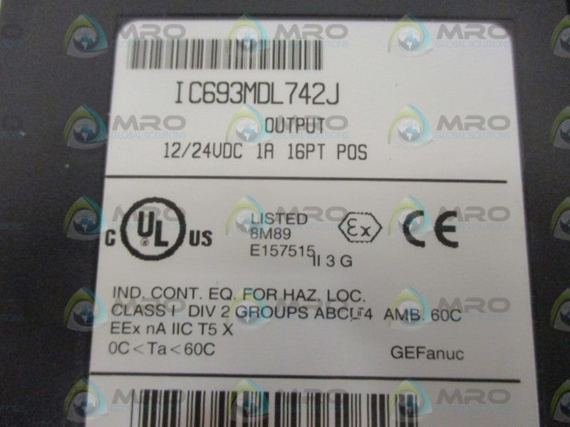 GE FANUC IC693MDL742J OUTPUT 12/24VDC 1A 16PT POS(MISSING DOOR) * USED *