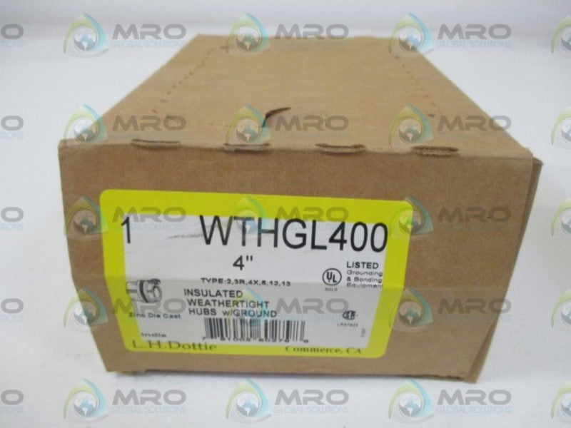LH. DOTTIE WTHGL400 4" INSULATED WEATHERTIGHT HUBS W/GROUND*NEW IN BOX*