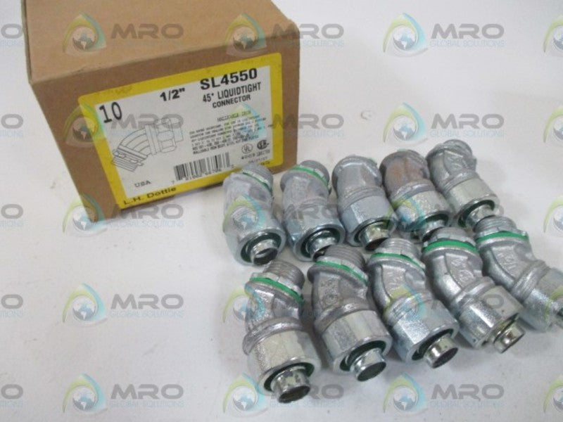 LOT OF 10 L.H.DOTTIE SL4550 1/2" 45* LIQUIDTIGHT CONNECTOR *NEW IN BOX*