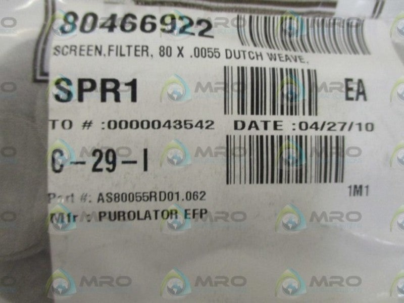 LOT OF 100 PUROLATOR EFP AS80055RD01.062 FILTER SCREEN *NEW IN A BAG*