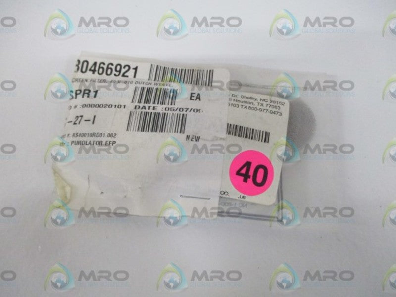 LOT OF 100 PUROLATOR EFP AS40010RD01-062 FILTER SCREEN *NEW IN A BAG*