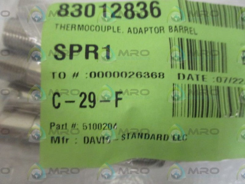 LOT OF 17 DAVIS-STANDARD LLC 5100204 ADPATOR BARRIEL THERMOCOUPLE *NEW NO BOX*