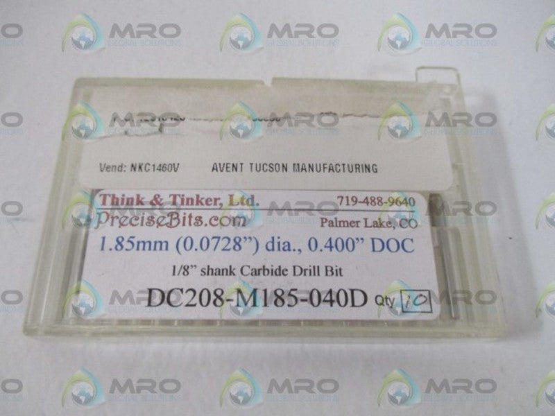 LOT OF 10 THINK & TINKER  DC208-M185-040D 1/8" SHANK CARBIDE *ORIGINAL PACKAGE*