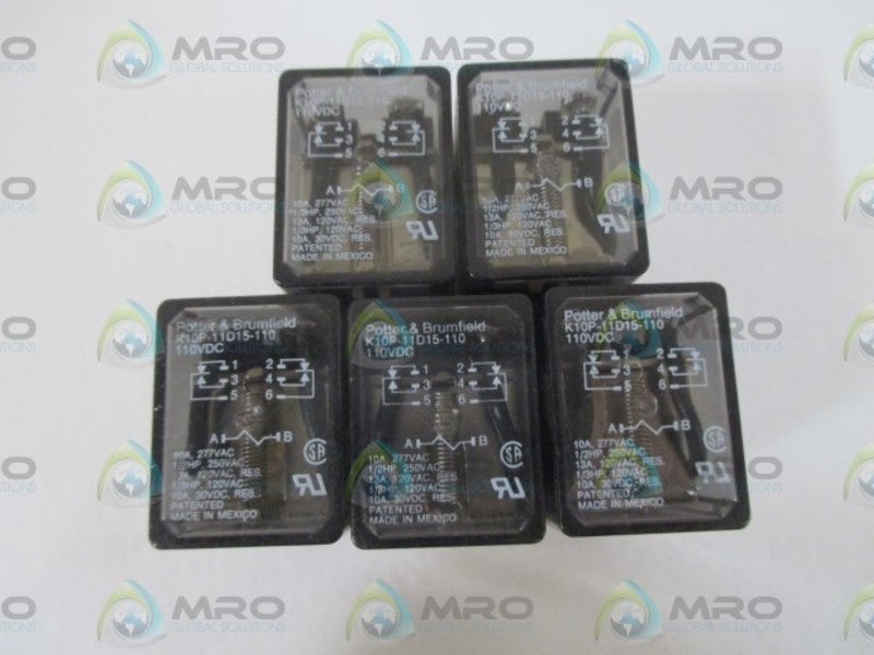 LOT OF 5 POTTER & BRUMFIELD K10P-11D15-110 RELAY *USED*