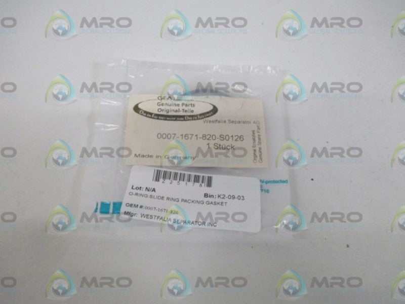 WESTFALIA 0007-1671-820 O-RING * NEW IN A FACTORY BAG *