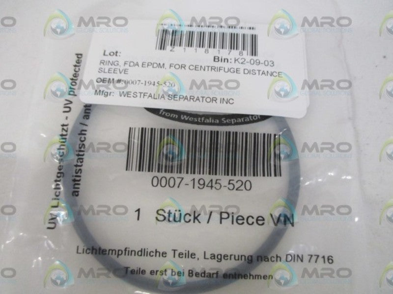WESTFALIA 0007-1945-520 O-RING * NEW IN A FACTORY BAG *