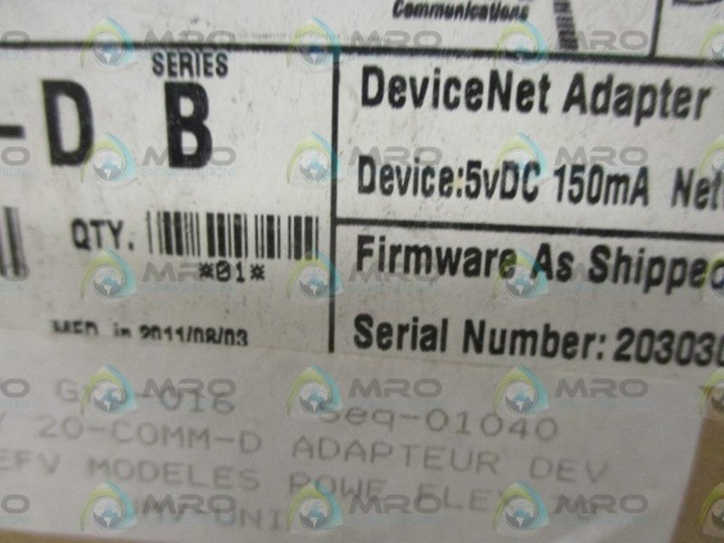 ALLEN BRADLEY 20-COMM-D SER. B F/W 2.001 DATE: 2011 * FACTORY SEALED *