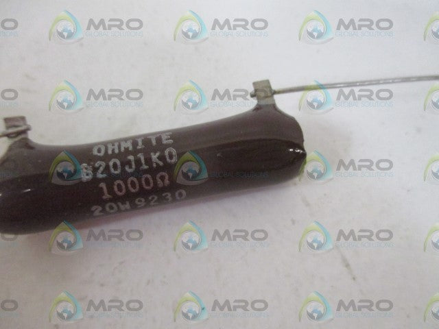 LOT OF 6 OHMITE B20J1K0 RESISTOR 1000 OHM *NEW NO BOX*