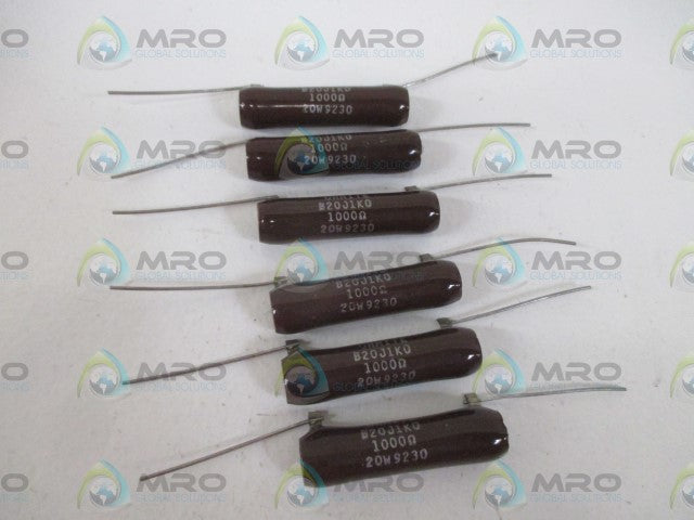 LOT OF 6 OHMITE B20J1K0 RESISTOR 1000 OHM *NEW NO BOX*