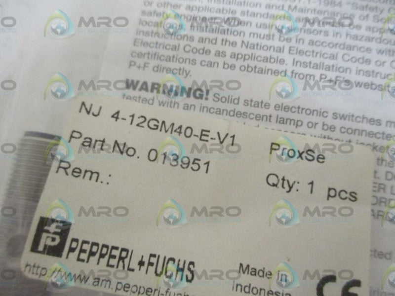 PEPPERL+FUCHS NJ4-12GM40-E-V1 PROXIMITY SENSOR * NEW IN A FACTORY BAG *