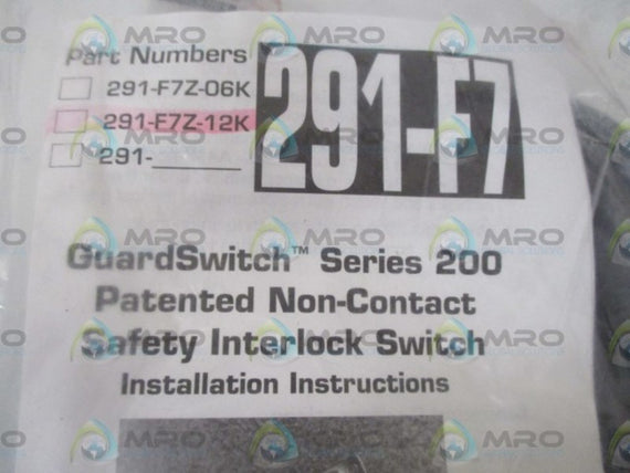 SENTROL INDUSTRIAL 291-F7Z-12K SAFETY INTERLOCK SWITCH * NEW IN A BAG *