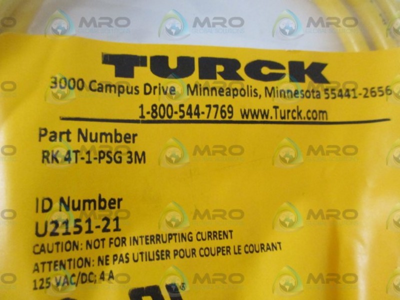 TURCK  RK4T-1-PSG3M CORDSET * NEW IN A FACTORY BAG *