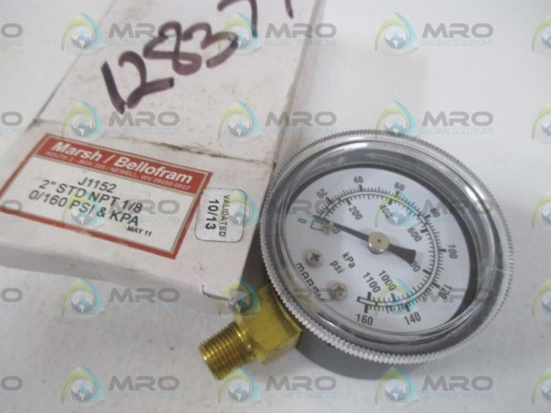 LOT OF 5 MARSH/BELLOFRAM J1152 GAUGE 1/8NPT 0-160 PSI & KPA *NEW IN BOX*