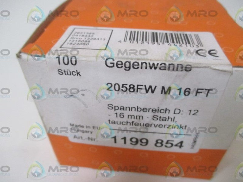 LOT OF 100 OBO BETTERMANN 2058FW M 16 FT (1199 854) SPANNBEREICH*FACTORY SEALED*