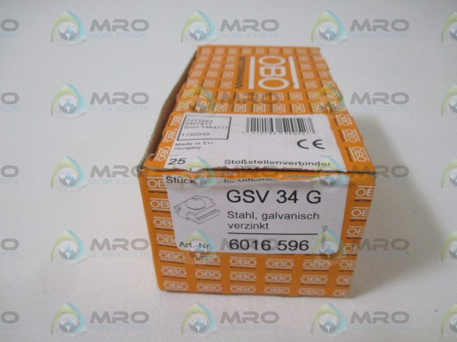 LOT OF 25 OBO BETTERMANN GSV 34 G (6016 596)STAHL, GALVANISH *NEW IN BOX*