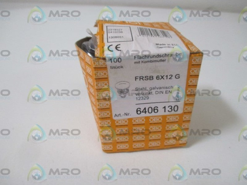 LOT OF 100 OBO BETTERMANN FRSB 6X12 G(6406 130)STAHL, GALVANISH *FACTORY SEALED*