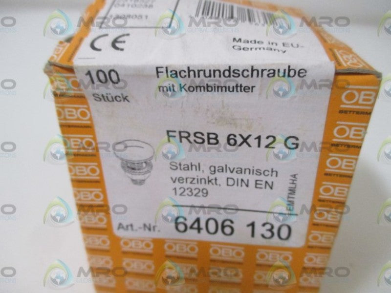 LOT OF 100 OBO BETTERMANN FRSB 6X12 G(6406 130)STAHL, GALVANISH *FACTORY SEALED*