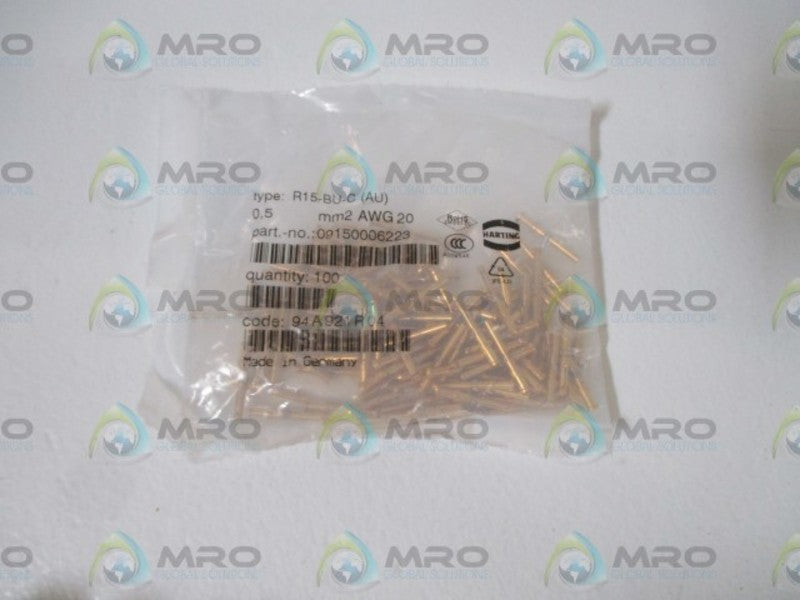 LOT OF 100 HARTING R15-BU-C(AU)  PIN CONNECTOR *NEW IN A FACTORY BAG*