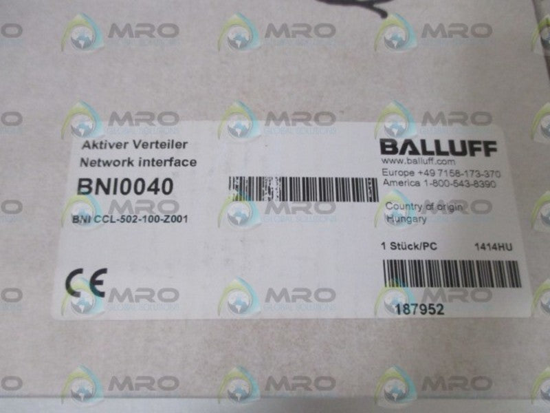 BALLUFF BNI0040 NETWORK INTERFACE * FACTORY SEALED *