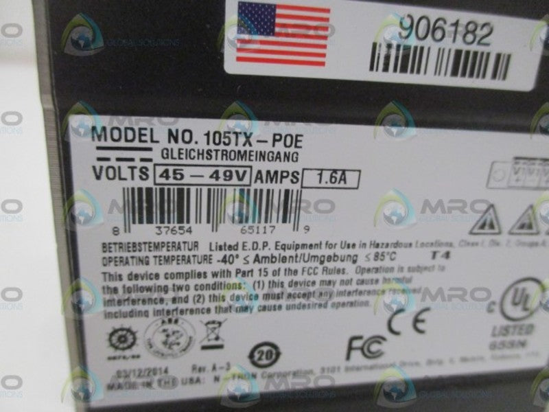 N-TRON 105TX-POE ETHERNET SWITCH * NEW NO BOX *