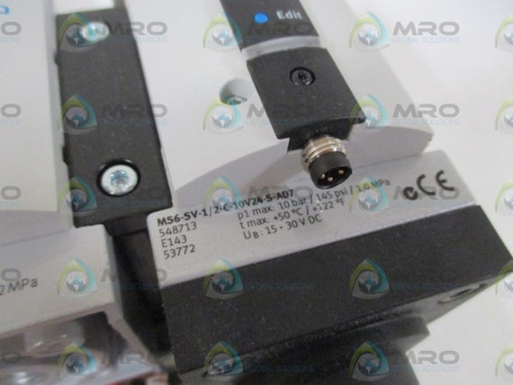 FESTO MS6-EM1-1/2-S, MS6-LWS-1/2-U-V, MS6-LFR-1/2-D7-C-U-V-AS * NEW NO BOX *